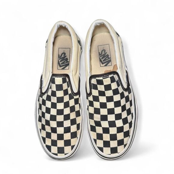 Vans Classic Slip-On Checkerboard Shoes Men’s 6.5 / Women’s 8 Black White Asher - Picture 1 of 8
